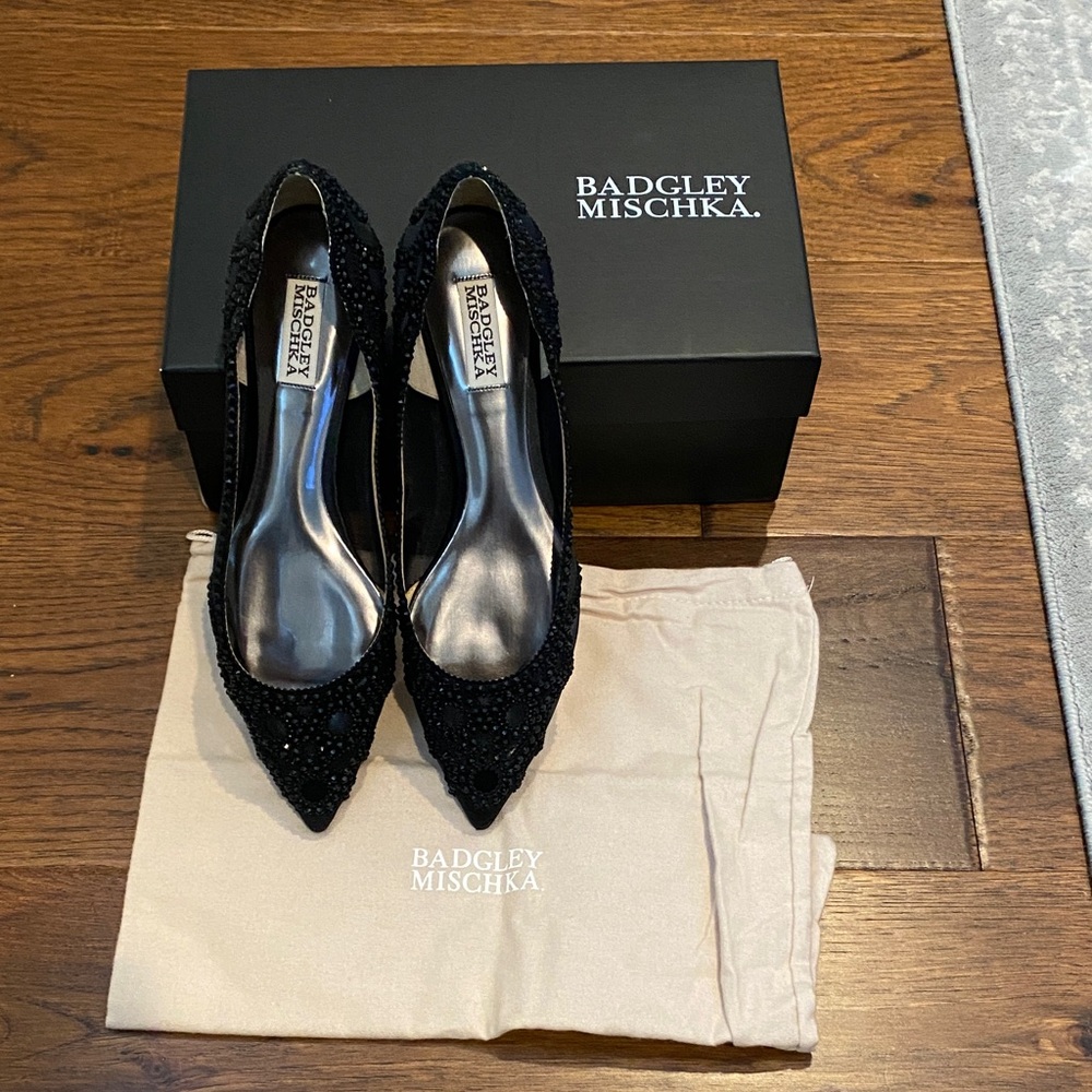 Badgley Mischka Black GIGI EmbellishedFlats